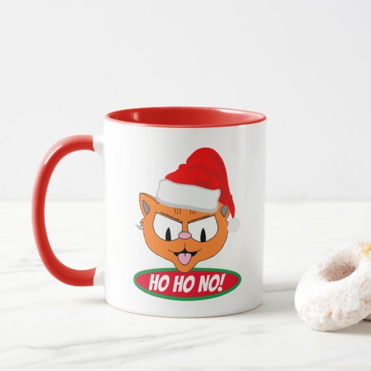 Mug Ho Ho NON ! Sarcastique anti vacances dessin animé (Avec donut)