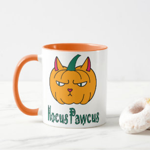 Mug Hocus pawcus Halloween citrouille ginger cat magie