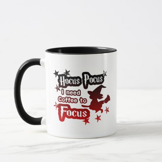 Mug Hocus Pocus Magie Focus moderne rouge et noir (Gauche)