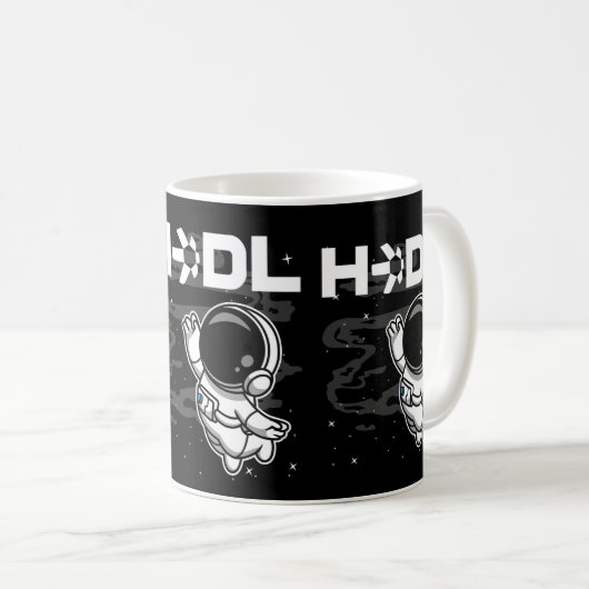 Mug HODL Astronaut Quant QNT Crypto Coin (Devant droit)