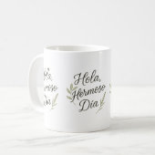 Mug Hola Hermoso Día – Caligrafía Orgánica & Botánica (Devant gauche)