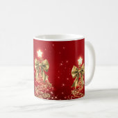 Mug Holiday Gold Red Christmas Trees w/ Bows (Devant droit)
