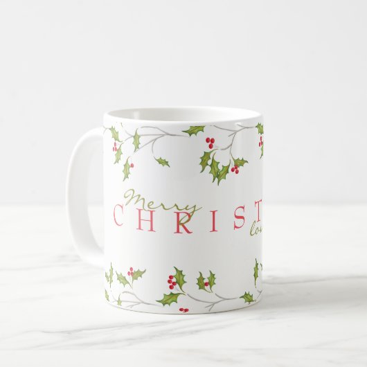 Mug Holiday Holly Editable (Devant gauche)