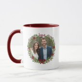 Mug Holiday Photo Elegant Wreath Red Christmas Bow (Gauche)