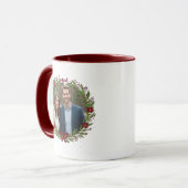 Mug Holiday Photo Elegant Wreath Red Christmas Bow (Devant gauche)
