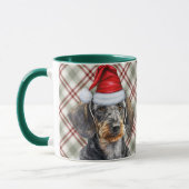 Mug Holiday Plaid Wire Hair Dachshund Santa Dog (Gauche)