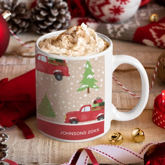 Mug Holiday Tree with Vintage Camion Merry Christmas