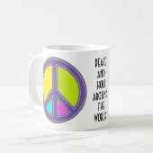 Mug holiES - panneau coloré PEACE + vos idées (Devant gauche)