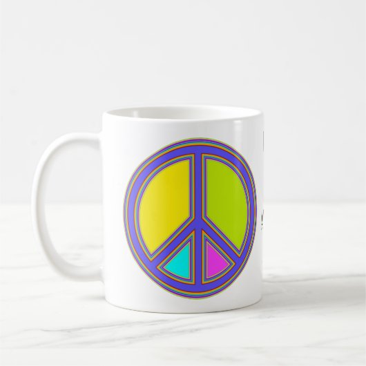 Mug holiES - panneau coloré PEACE + vos idées (Gauche)