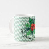 Mug Holly Berries sur Chevron personnalisable (Devant gauche)