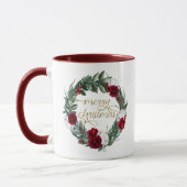 Mug HOLLY Bourgogne hiver Floral Joyeux Noël (Gauche)