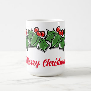 Mug Holly Feuilles, Holly Berries, couronne de Noël