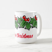 Mug Holly Feuilles, Holly Berries, couronne de Noël (Devant droit)