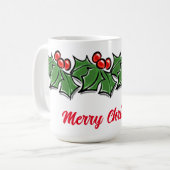 Mug Holly Feuilles, Holly Berries, couronne de Noël (Devant gauche)