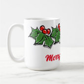 Mug Holly Feuilles, Holly Berries, couronne de Noël (Gauche)