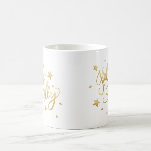 Mug Holly Jolly | Élégant script de faux or (Centre)