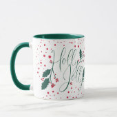 Mug Holly Jolly Green Red Berry Holly Poinsettia (Gauche)