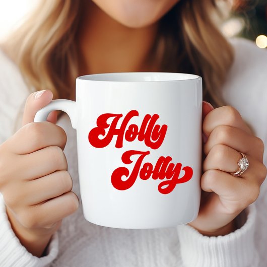 Mug Holly Jolly Retro Crème rouge Noël de Noël