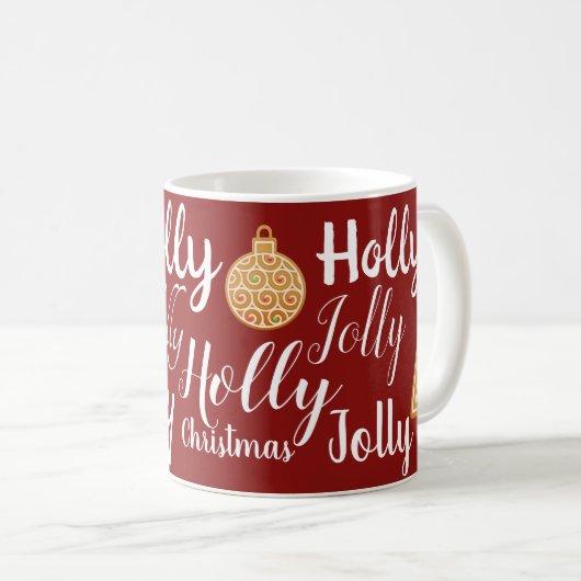 Mug Holly Jolly Script & Gingerbread Cookies Noël (Devant droit)