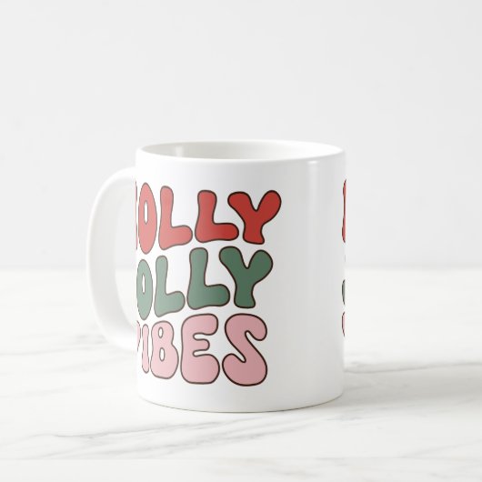 Mug Holly Jolly Vibes Super Noël rétro (Devant gauche)