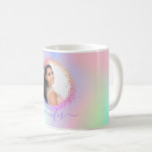 Mug Holographe photo rose violet nom script (Devant droit)