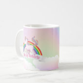 Mug Holographie de Cute Unicorn et Rainbow Pastel (Devant gauche)