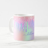 Mug Holographique licorne parties scintillant gouttes  (Devant gauche)