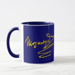 Mug HOMAGE À MOZART Gold Signature Du Compositeur Blue