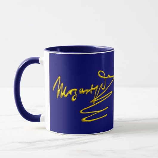 Mug HOMAGE À MOZART Gold Signature Du Compositeur Blue (Gauche)