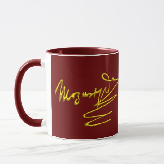 Mug HOMAGE À MOZART Gold Signature Du Compositeur Red (Gauche)