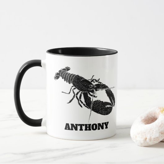 Mug Homard noir et blanc Personnalisé (Avec donut)