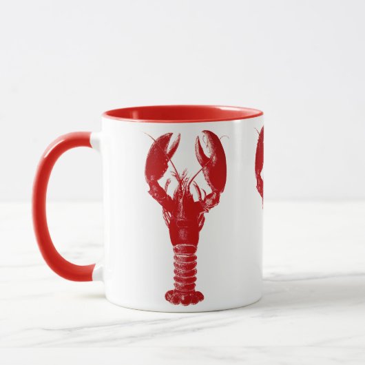 Mug Homard rouge profond sur blanc (Gauche)