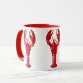 Mug Homard rouge profond sur blanc (Devant gauche)