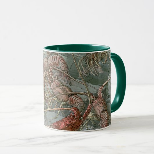 Mug Homards dans l'océan, Art Nouveau Vintage (Devant droit)