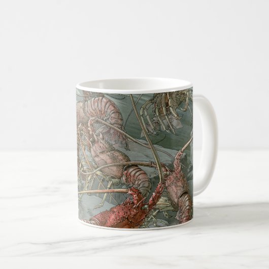 Mug Homards dans l'océan, Art Nouveau Vintage (Devant droit)