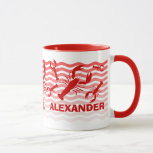Mug Homards rouges dans les vagues rouges, amusement