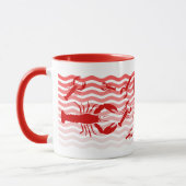 Mug Homards rouges dans les vagues rouges, amusement (Gauche)