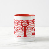 Mug Homards rouges dans les vagues rouges, amusement (Centre)