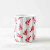 Mug Homards Rouges Illustrés sur Rayures Gris Clair (Centre)