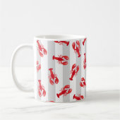 Mug Homards Rouges Illustrés sur Rayures Gris Clair (Gauche)