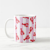 Mug Homards Rouges Illustrés sur Rayures Rose Clair (Gauche)
