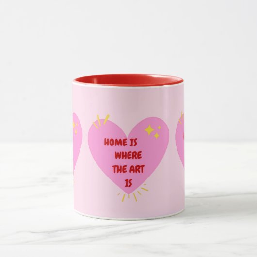 Mug Home Is Where The Art Is – Cute Heart Inspirationa (Centre)