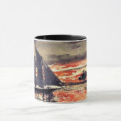 Mug Homer - Feux de coucher de soleil, peinture d'aqua (Centre)