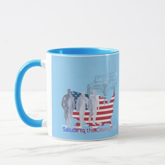 Mug Hommage aux cœurs courageux bleu clair (Gauche)