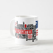 Mug Hommage Des Pompiers Avec Drapeau Américain (Devant gauche)