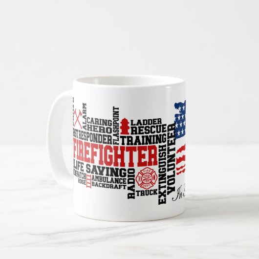 Mug Hommage Des Pompiers Avec Drapeau Américain (Devant gauche)