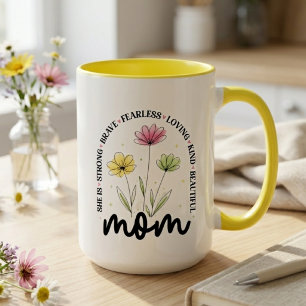 Mug Hommage floral à maman dans une prairie aimante