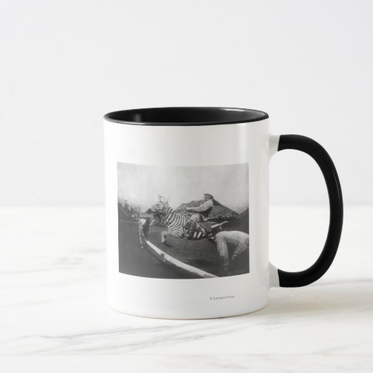 Mug Homme à cheval Zebra Saut de clôture Photographie (Droite)