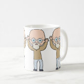 Mug Homme âgé drôle, chauve et excentrique avec barbe (Devant droit)