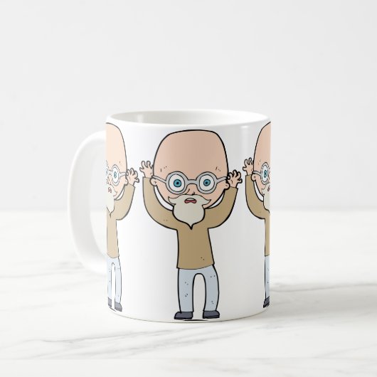Mug Homme âgé drôle, chauve et excentrique avec barbe (Devant gauche)
